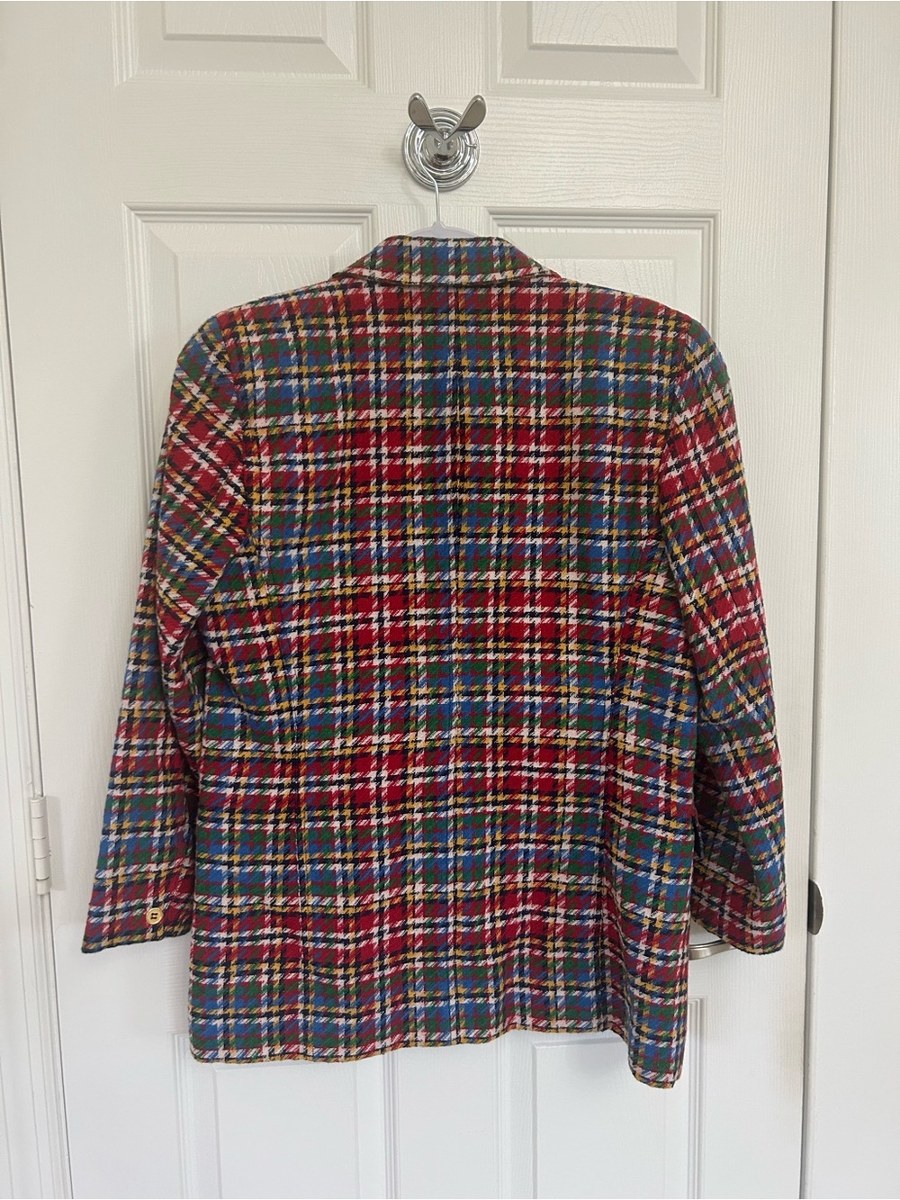 Multi-Color Plaid Button-Front Blazer Jacket - Picture 3 of 8